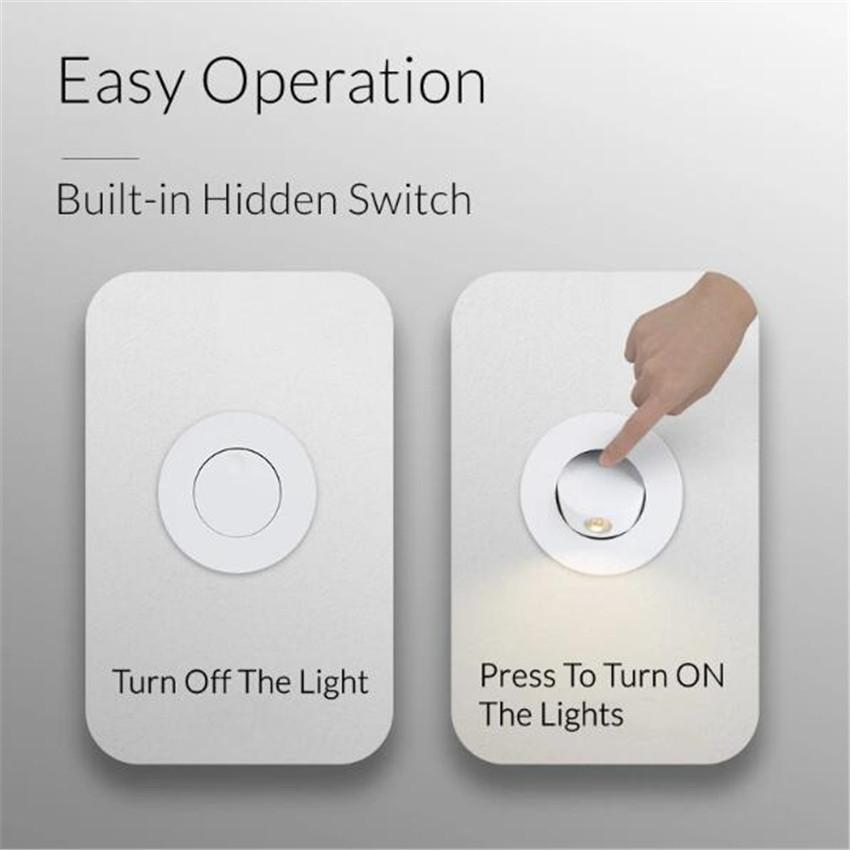 Embedded LED Wall Lamp, 360 Degree Rotation, Adjustable Angle, Hidden Recessed, Bedside Light, Folding Switch, Aisle Stair Sconc