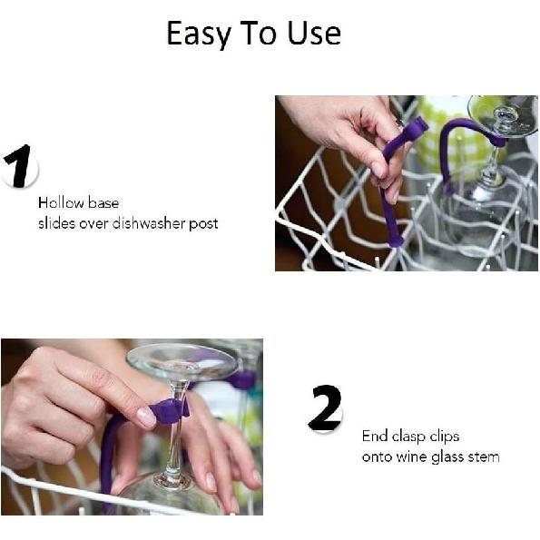 Wine Glass Dishwasher Holder Stemware Saver Flexible Dishwasher Attachment 4 pcs