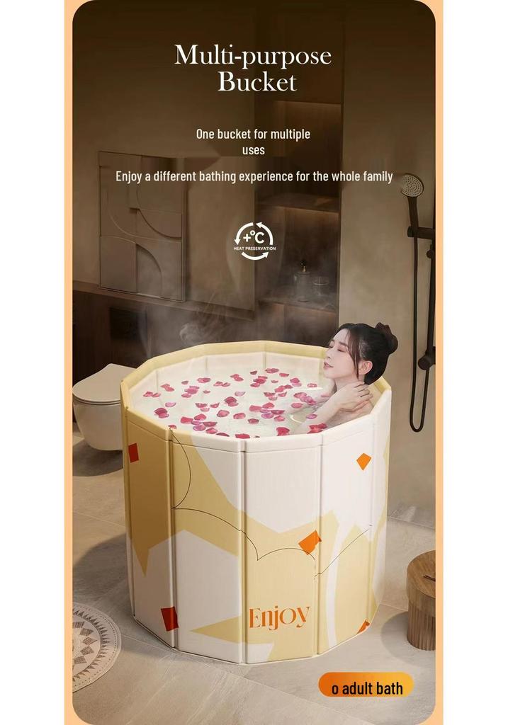 Foldable Adult Bathtub for Home Use - Thickened Full Body Shower Bucket