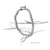 Fashion Elegant Ribbon Bowknot Short Necklace Pearl Clavicle Chain Choker Necklace Statement Jewelry Neck Chain
