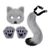 Furry Fox Cat Animal Costume Set 3 Pcs Mask Paw Gloves Tail Therian Fursuit Anime Cosplay Accessories Halloween for Women