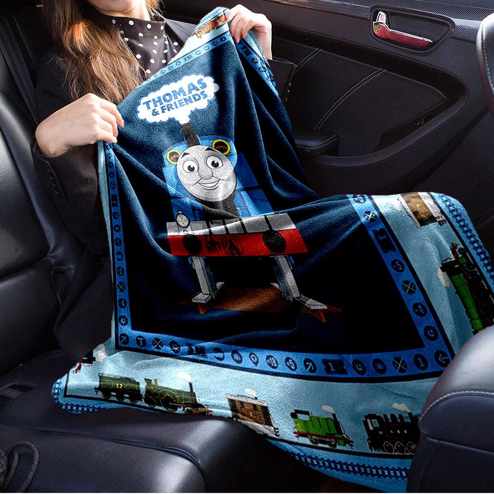 1pc Steam locomotive,Railway adventure,Kids' entertainmentTheme Digital Printed Flannel Blanket, Super Soft Plush Fleece Bed Cover, Multi-Fu