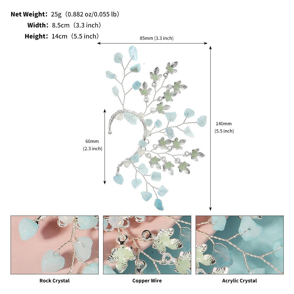 

Новые серьги-каффы с кристаллами и цветочными листьями, красивые легкие роскошные серьги в виде эльфа без проколов, серьги ручной работы