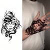1 Sheet Spider Medusa Tiger Temporary Tattoos For Adult Hands Neck, Halloween Temp Fake Tattoo Sticker Realistic Tatoo Last Long