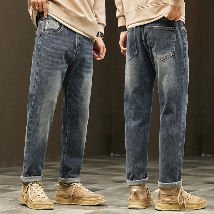 

DIMANAF 2023 Новые мужские осенние джинсы больших размеров, длинные брюки, новые свободные винтажные эластичные брюки с высокой талией, базовые шаровары, модные повседневные мужские брюки