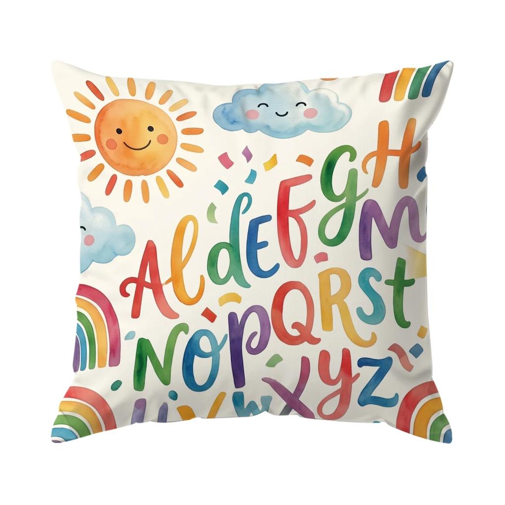 Regenbogen Alphabet Lern Design Kissen Kissenbezug Polyester Kissenbezug Dekokissen Kissenbezug Haus Auto Sofa Dekor