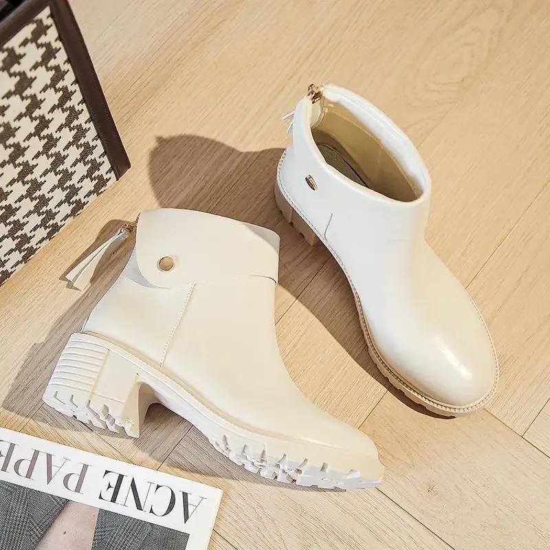 Fashion Round Toe Booties Black Large Size Warm Ankle Boots for Women Comfortable and Elegant Chic Designer Luxury Pu Woman Short Shoes