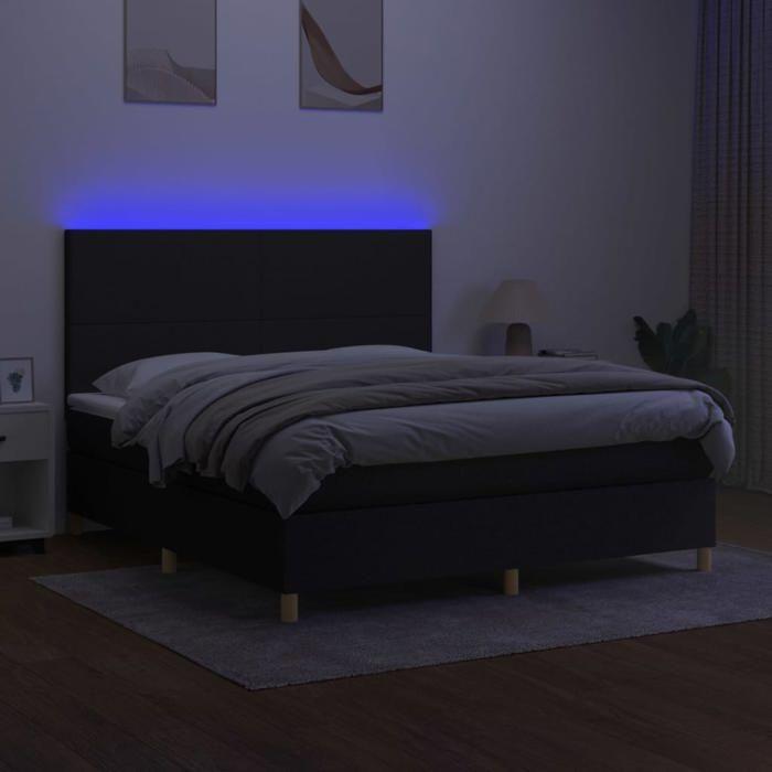 Maison Exclusive - Sommier à lattes de lit et matelas et LED Noir 160x200 cm Tissu