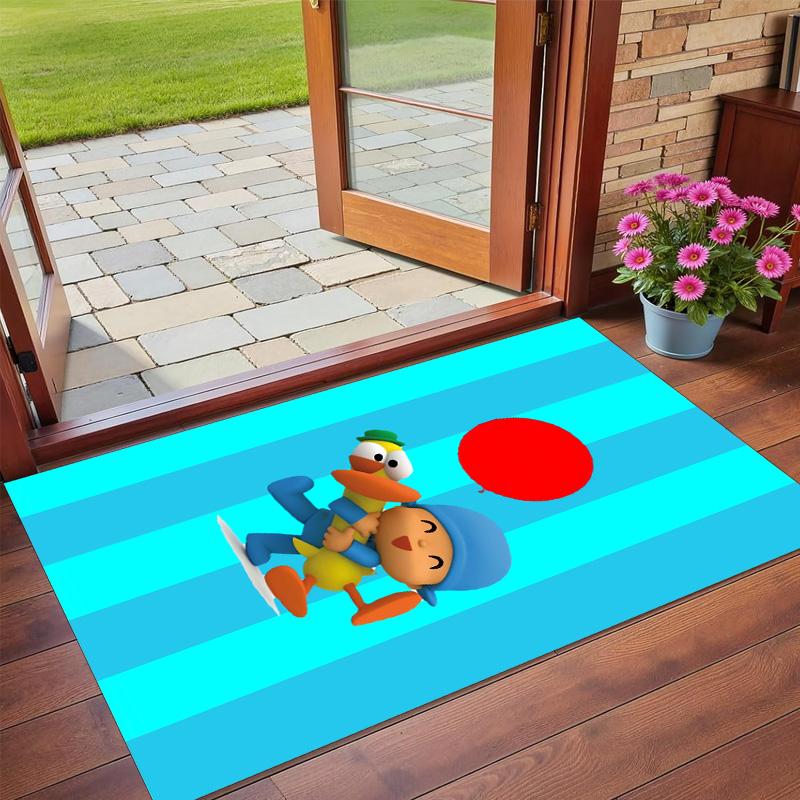 Anti‑Slip Crystal Velvet Floor Rug, Pocoyó cartoon Design Carpet for Indoor Living Bedroom Home Decoration