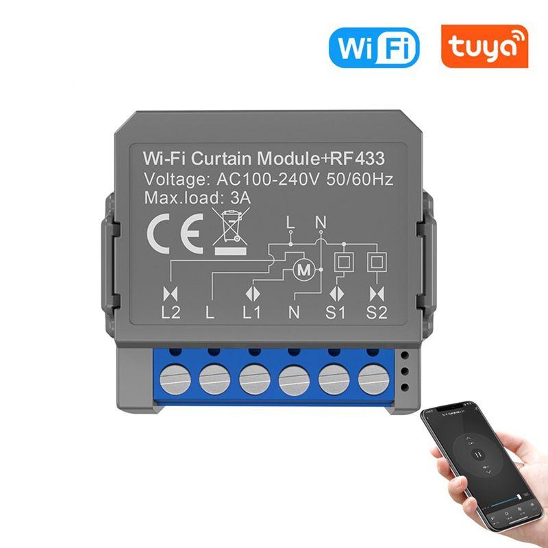 ABUL-Tuya Smart Wifi Curtain Switch Blinds Switch RF433 Smart Life Remote Control Home Automation