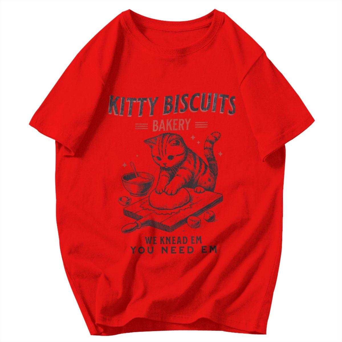 Men T Shirt Kitty Biscuits We Knead Em You Need Em Cat Lover Baking Pops Y2K Graphic Crewneck Unisex Clothing T Shirts S