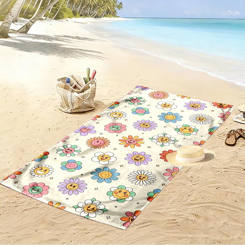 Buntes Lachendes Blumenmuster Handtuch Strandtuch schnelltrocknend für Reise Outdoor-Sport Joggen Strand und Schwimmen