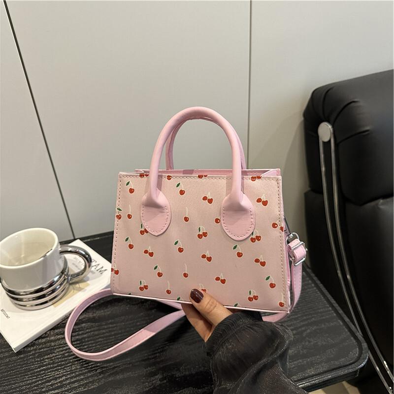 New Trendy Girl Handbag Fashi Commuter Cherry Pillow Bag Niche Printed Texture Shoulder Bag