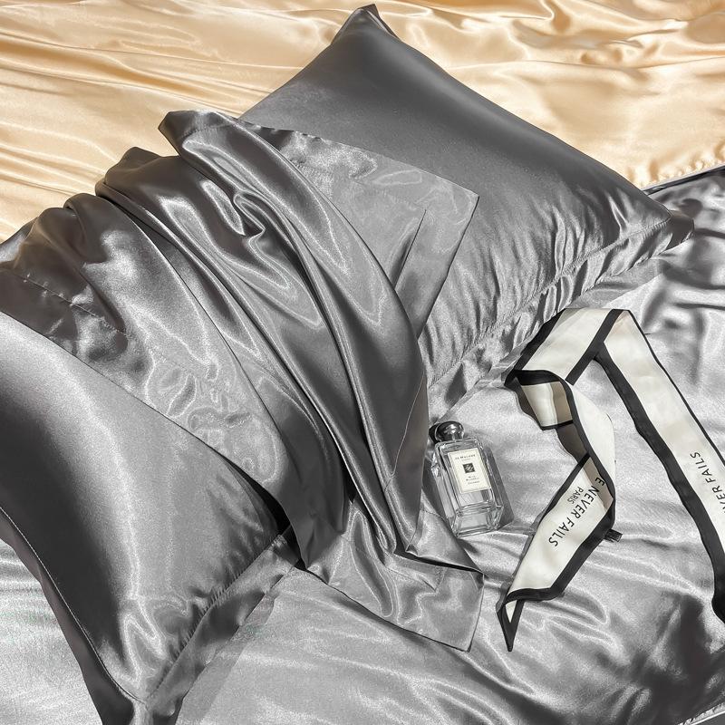 Silk Beauty Pillowcase Silk Pillowcase Ice Silk Pillowcase 48 * 74cm Pillow Towel 48*74cm (one piece) серебряный серый