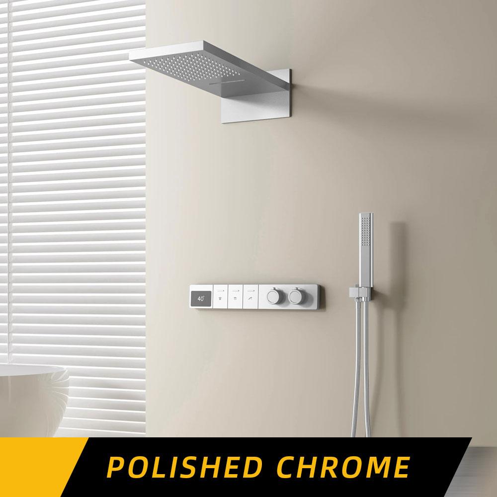 

Потолочный смеситель для душа, настенный душевой гарнитур для ванной комнаты, встроенный корпус, цифровой дисплей, 2-х функциональный регулирующий клапан, встраиваемый латунный кран