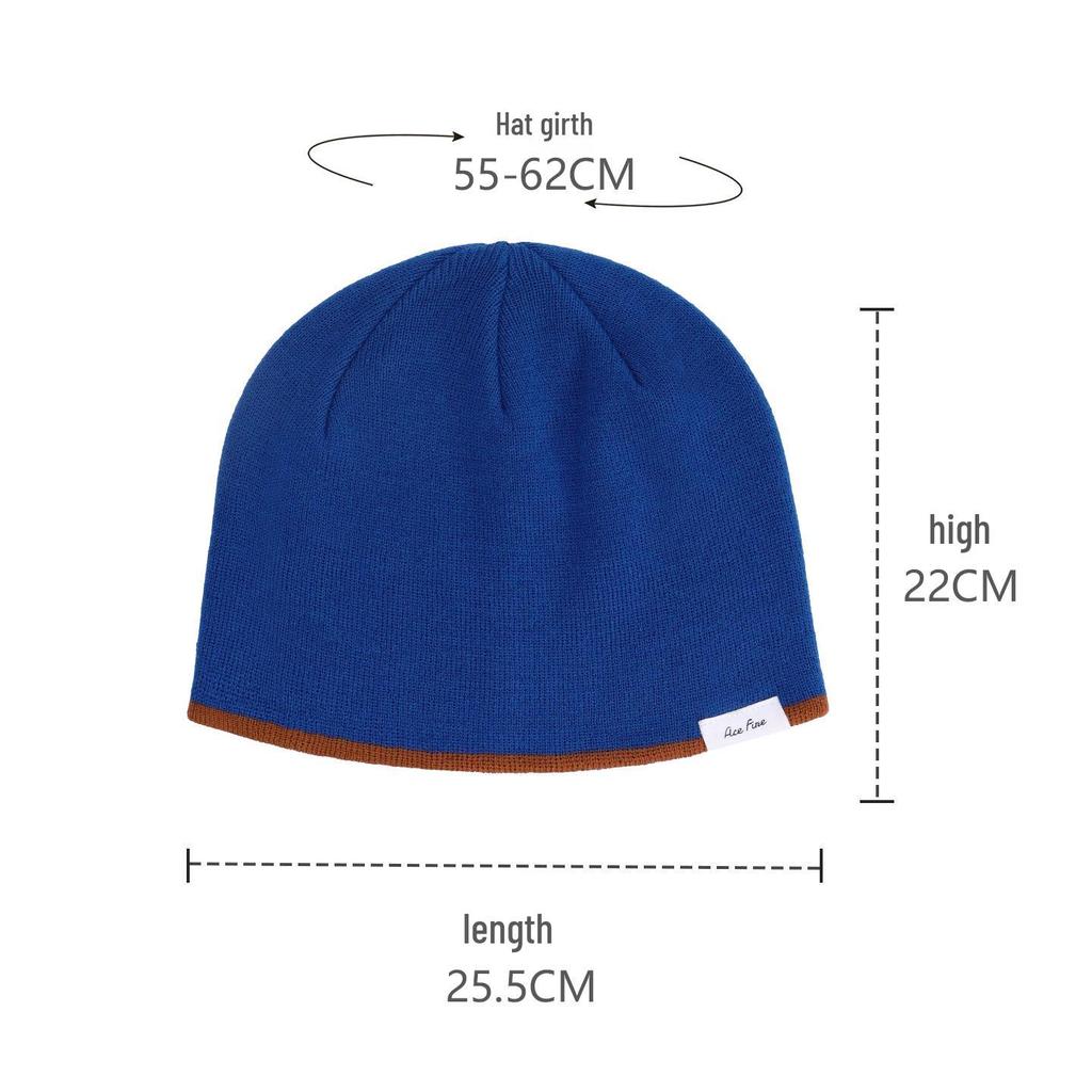 Women's Double Layer Knit Beanie for Large Heads - Color Block, Small Face Effect, Warm Wool for Autumn/Winter, Perfect for Cycling & Climbing.