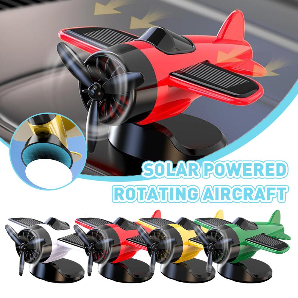 Car Mounted Solar Powered Rotating Airplane Creative Console Center Decoration Ornament Automotive Supplies Interior O9J2