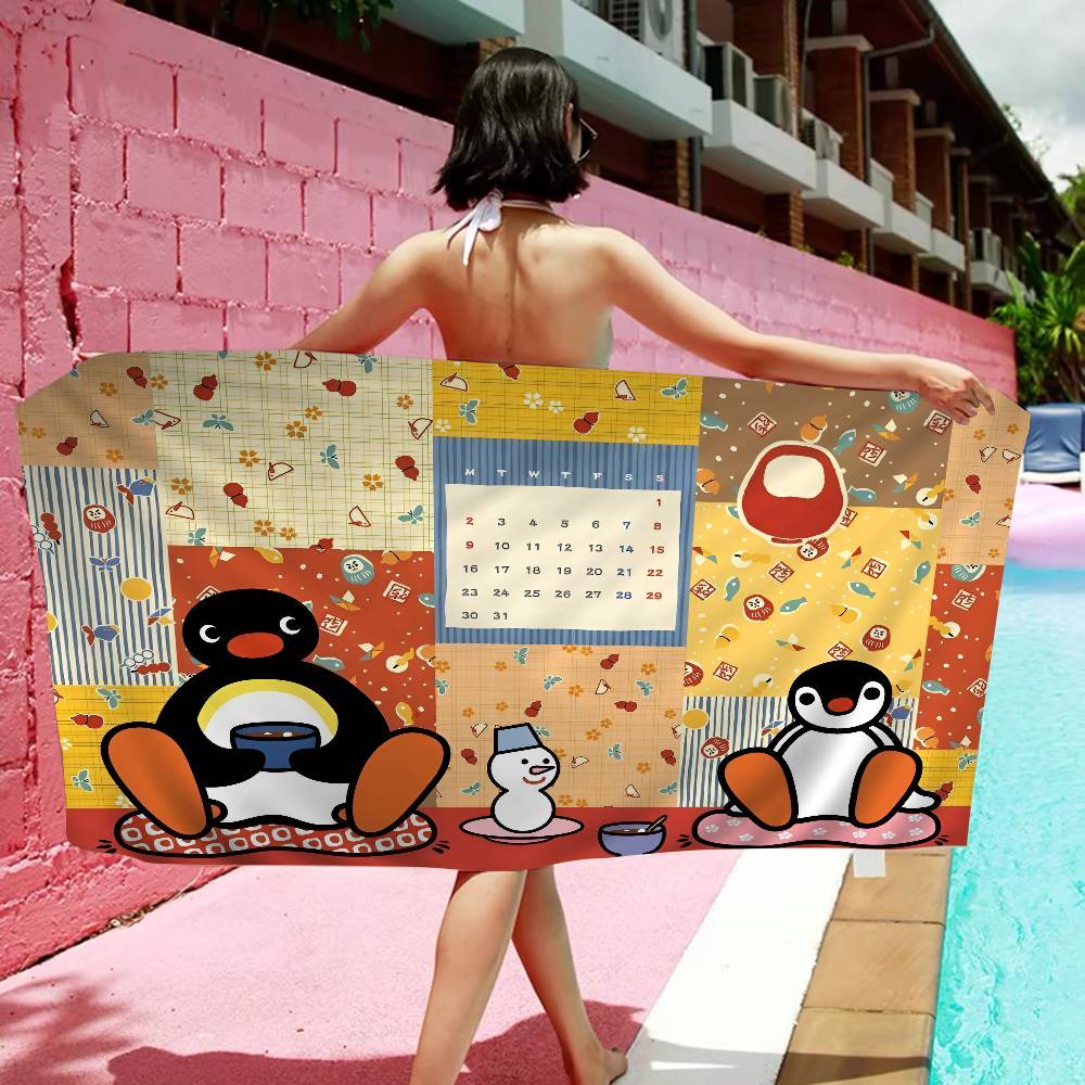Cartoon P-Pingu P-Pinguino Film Anime Asciugamano da Spiaggia per Nuoto Morbido Assorbente Lavetta Regali per Bambini per Bambini Viaggio Campeggio Palestra