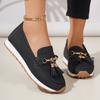 Fashion Fashion Tassel Decoration Slip On Loafers Women 2025 Summer Round Toe Wedge Low Heel Pumps Soft Sole Non Slip Casual Shoes