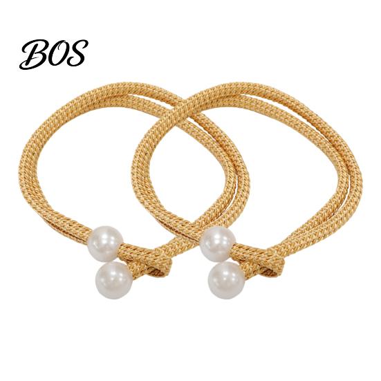 Decorative Curtain Tiebacks 1 Pair for Drapes, Adjustable Rope Tie Backs, Faux Strong Buckles Pearls Cord Buckle Holder Home Hotel Office Window