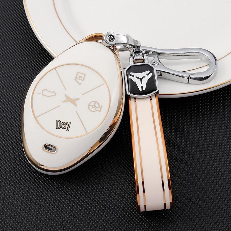 Gold-Edged Key Shell for Xiaopeng P7 2021 & G3 2020 - Fashionable Unisex Car Key Cover