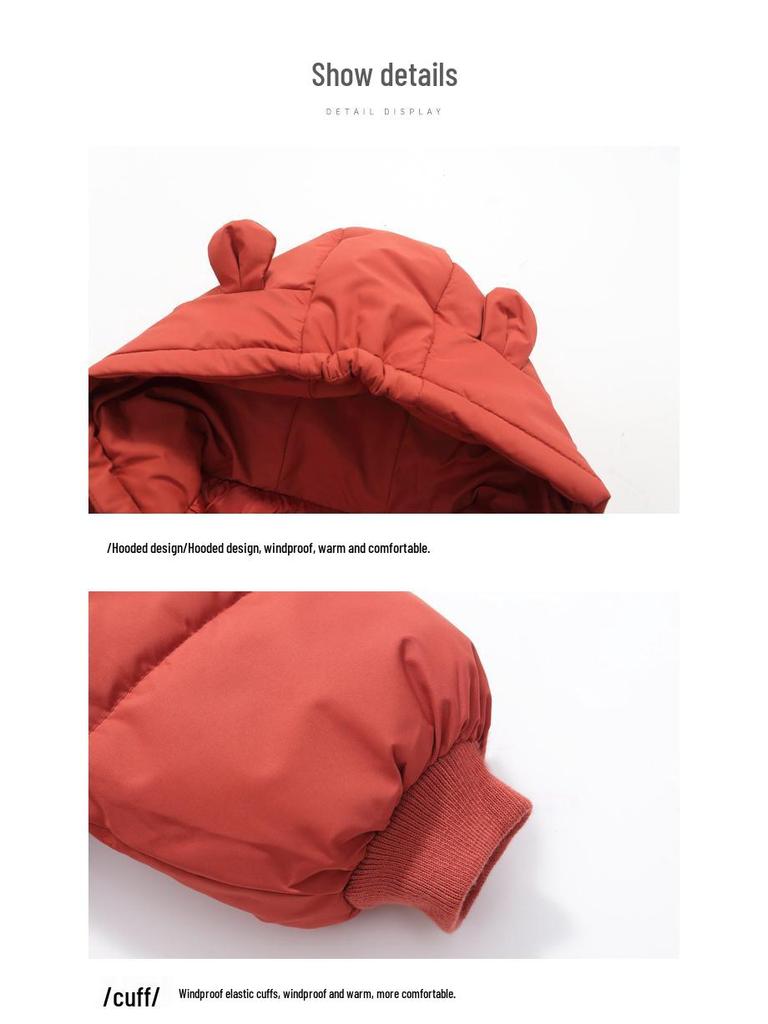 Herbst-Winter Kinder Gepolsterte Baumwolljacke - Kapuzenmantel, Dick, Warm für Jungen & Mädchen