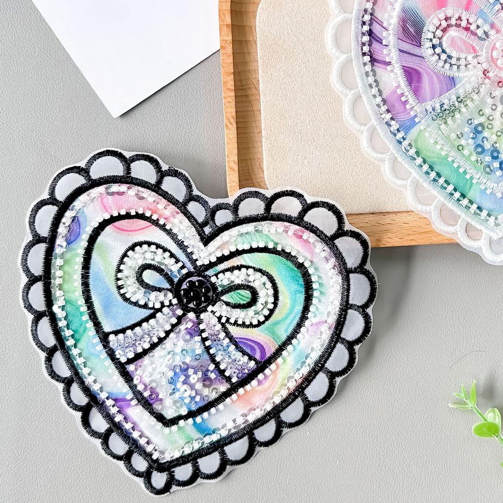 Symphony Organza Three-Dimensional Pearl Love Cloth Sticker Handmade Bag Hair Accessories Clothing Cloth Patch Cloth Sticker Accessories