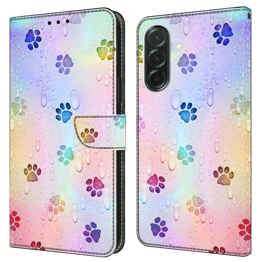 Kožené pouzdro pro Samsung Galaxy A16 5G/4G s potiskem vzoru, peněženkou a stojánkem, flipový kryt na telefon