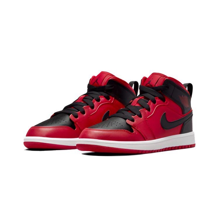 Air Jordan 1 Mid PS Reverse Bred Kids Sneakers Gym-Red Black White 640734-660