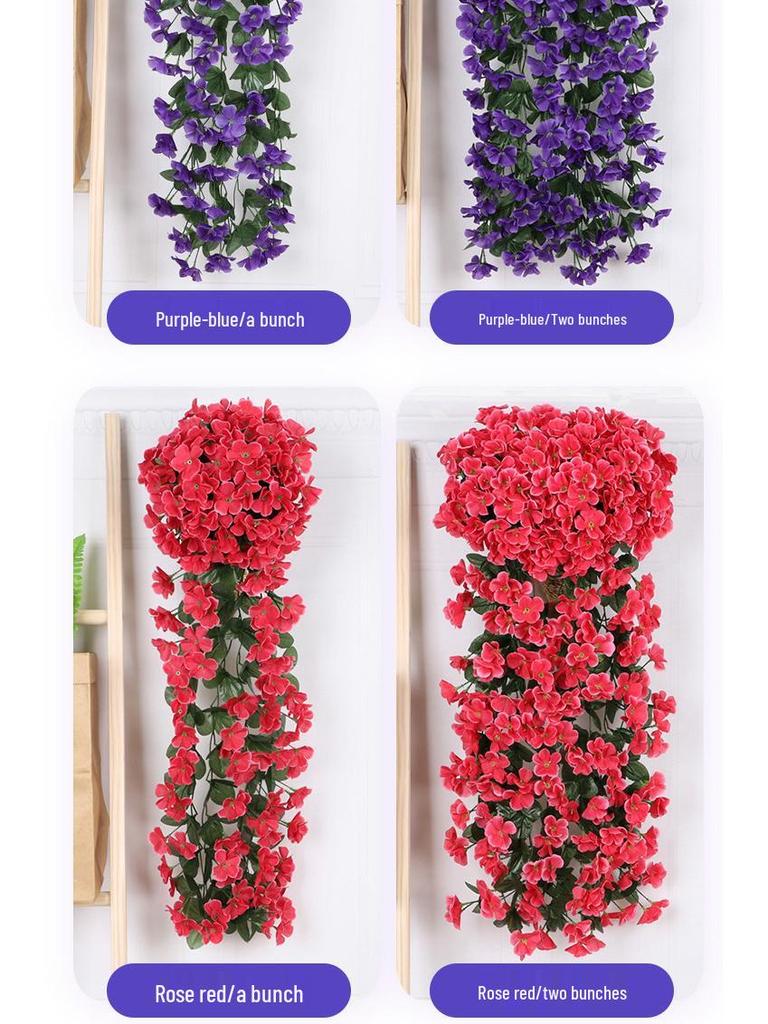 Artificial Violet Flower Vine - Silk Rose Hanging Decor for Weddings and Walls