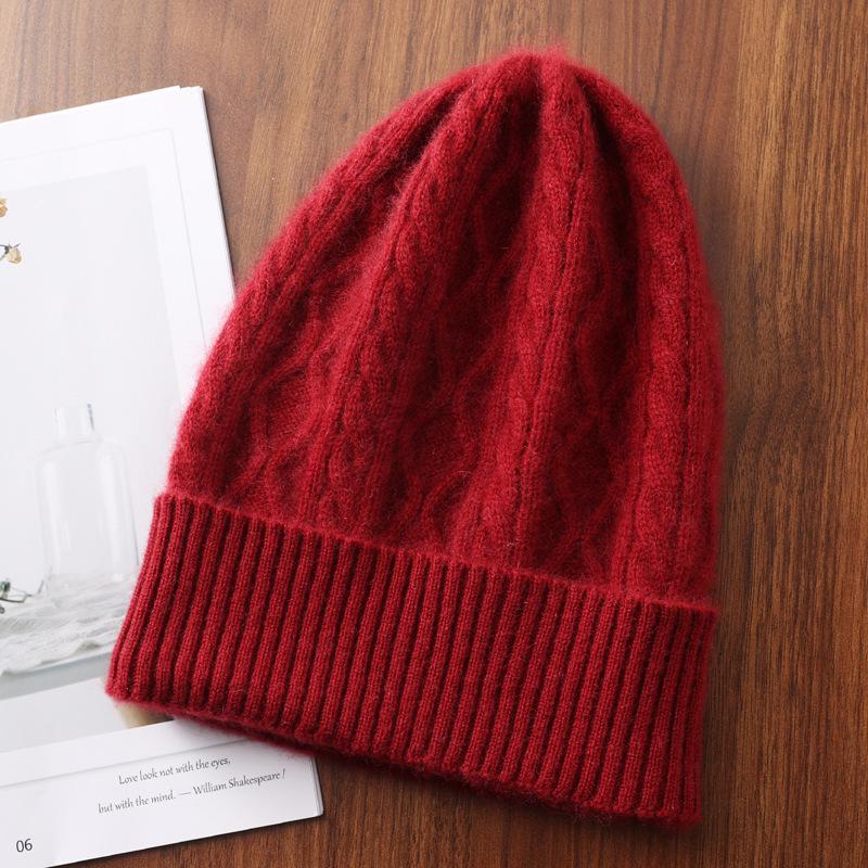 Women's Versatile Diamond Pattern Cashmere Knit Hat - Warm, Fashionable Winter Accessory
