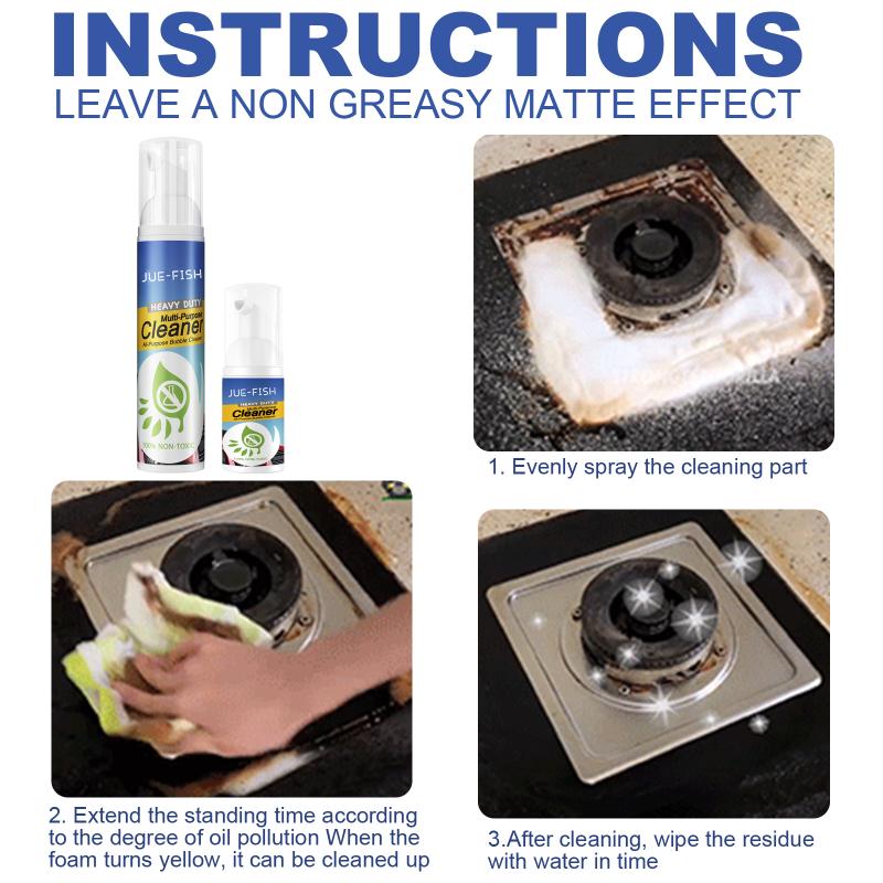 Foaming Heavy Oil Cleaner Spray Multipurpose Grease Stain Remover for Grills Oven Kitchen NonToxic Home Degreasing Solution