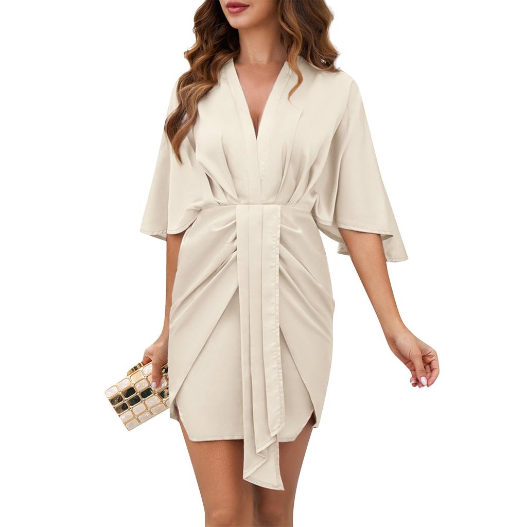 Dámské ležérní módní sexy pohodlné chladné prodyšné volné jednobarevné šaty v pase