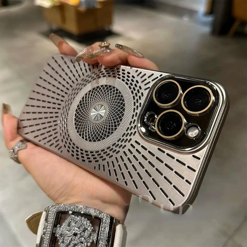 

Applicable To IPhone15Promax Magnetic Ice absorbing and Breathable Mobile Phone Case Apple 14 Heat Dissipation Magnetic Lens Protection Case iPhone 16