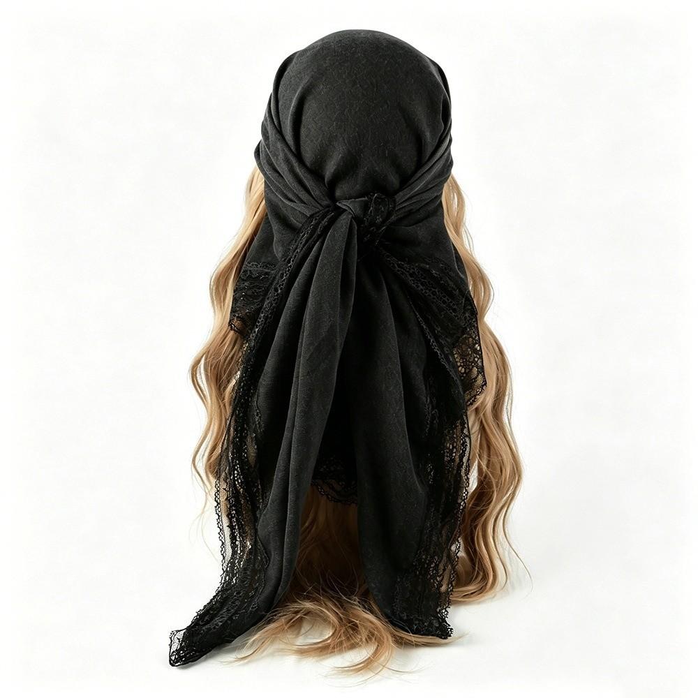 Square Shape Lace Trim Scarf Breathable Sun-Protection Shawl Fashion Bohemian Scarf