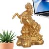 Resin Golden Horse Statue Figurine 2026 Chinese Mascot Sculpture for Good Luck Wealth Blessing Home Decor Birthday New Year Gift