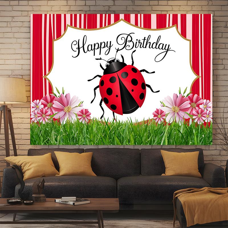 Red Floral Birthday Backdrop 1pc - Studio Photo Prop