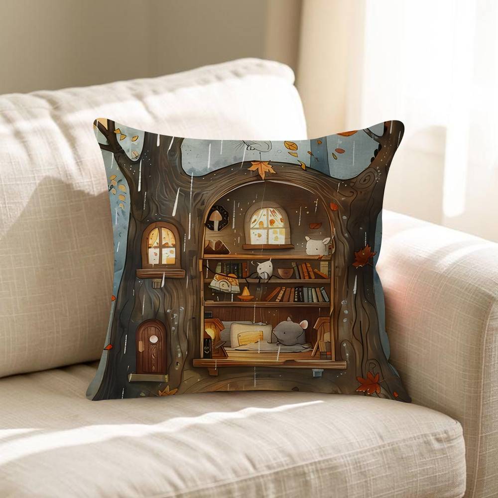 Cartoon Animal Bear Fox Squirrel Cushion Cover 30x50 Polyester Sofa Cushion Decorative Throw Pillows Home Decoration Pillowcover