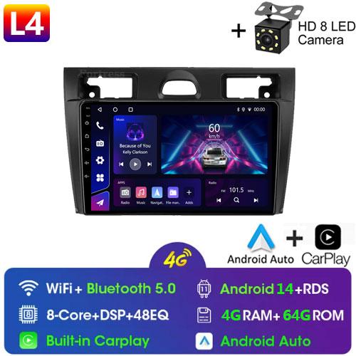 For Ford Fiesta Mk VI 5 Mk5 2002 - 2008 Car Radio Multimedia Video Player Navigation Stereo GPS Android14 No 2din 2 Din Dvd