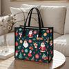 Christmas Print Large Tote Bag Holiday Stylish Shoulder Bag Casual Daily Handbag