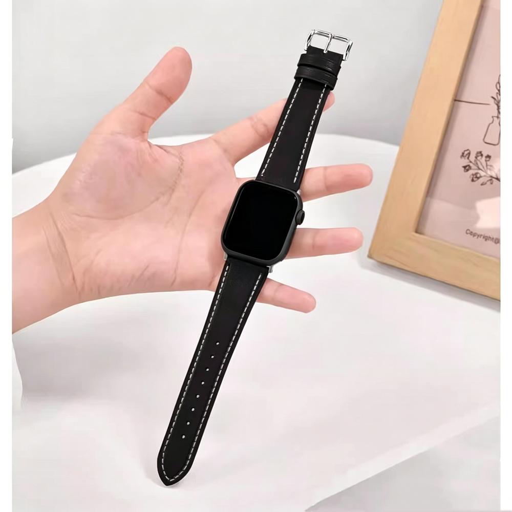Nice Correa Leather Loop Strap For Apple Watch Band Women 38mm 40mm 41mm 42mm 44mm 45mm 46mm 49mm