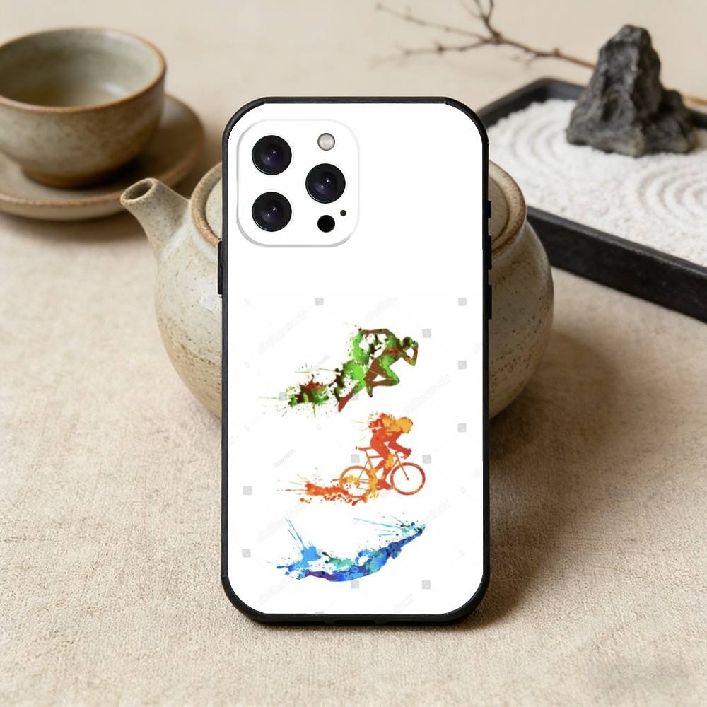 Чехол для телефона Tri Life с изображением триатлона (Плавание, Велосипед, Бег) для iPhone 17 16 15 14 13 12 Max Plus, Силиконовый, Черный iPhone15