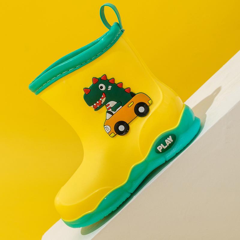 New Children's Rain Shoes Baby Rain Boots Cute Cartoon Water Shoes Outdoor Waterproof and Non-slip Dinosaur Male and Female Students