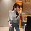 Korean Style Elegant Two-Piece Shawl Knitwear Sweater for Women - Autumn Cape Sleeves, Solid Color, Loose Fit, Slimming Top.