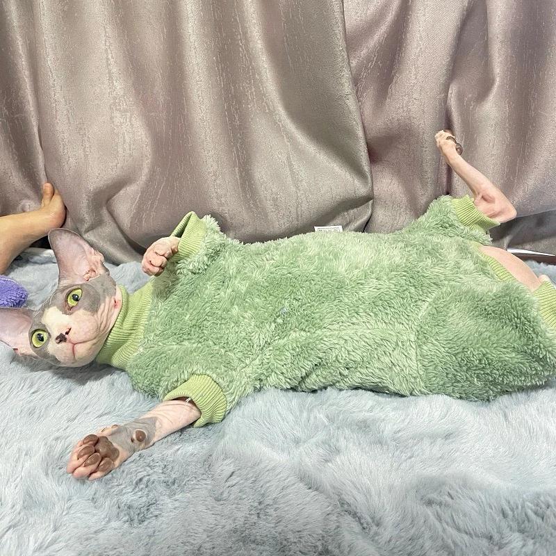 Luxury Warm Lamb Wool Turtleneck Sweater for Hairless Cats Winter Pet Costume Devon Sphynx Kittens Cute Gatitos Accessories