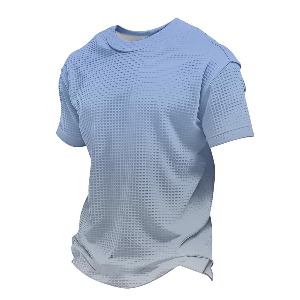 Men's Knit Short Sleeve Shirt, Summer Color Casual Tee, Comfortable Fashion Top
