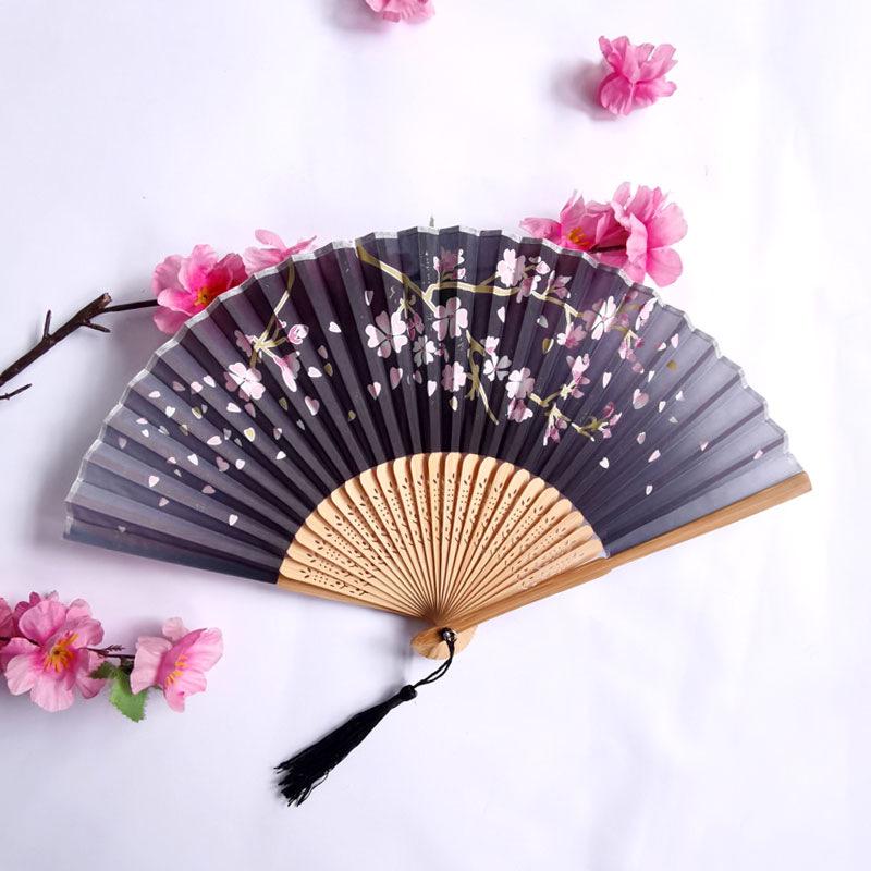 Vintage Bamboo Silk Women's Folding Fan - Portable Dance Gift