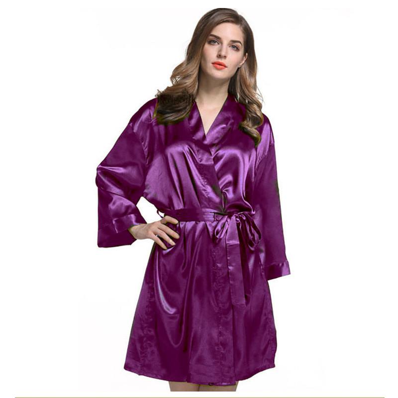 Silk Satin Sleep Robe For Women Summer Lightweight Short Kimono Lounge Wear