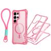 For Samsung S25 ULTRA Magnetic Transparent Three-in-one Mobile Phone Case with Strap