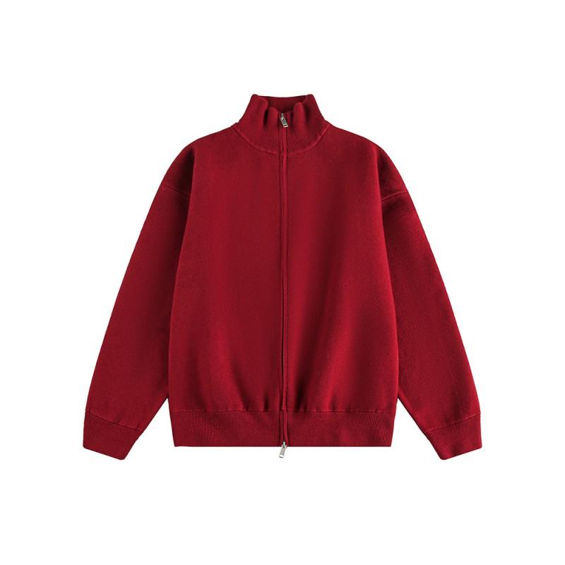 Unisex Oversized Knit Cardigan With Stand Collar Casual Loose Fit Pullover Fall Youth Fashion